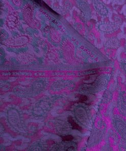 vải lụa satin tơ tằm hoa công - màu tím