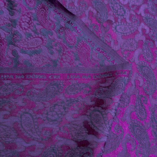 vải lụa satin tơ tằm hoa công - màu tím
