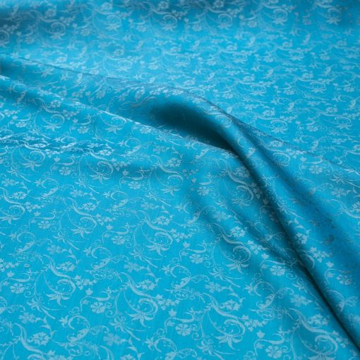 vải lụa satin tơ tằm hoa dây mới - xanh ngọc 1
