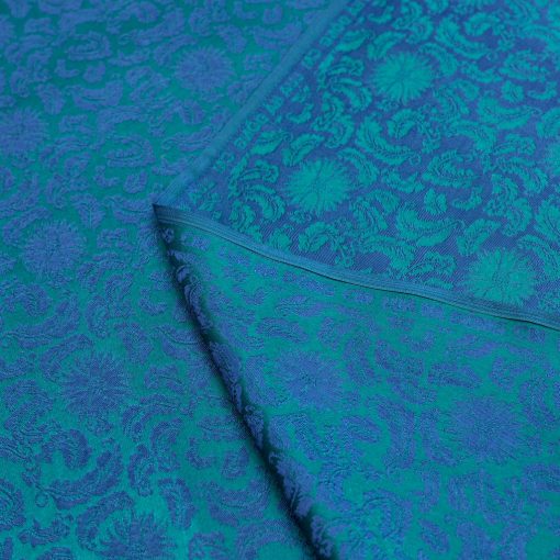 vải lụa satin tơ tằm hoa xoáy - xanh cổ vịt