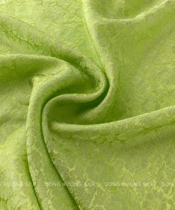 vải lụa satin tơ tằm hoa cúc - xanh cốm 3